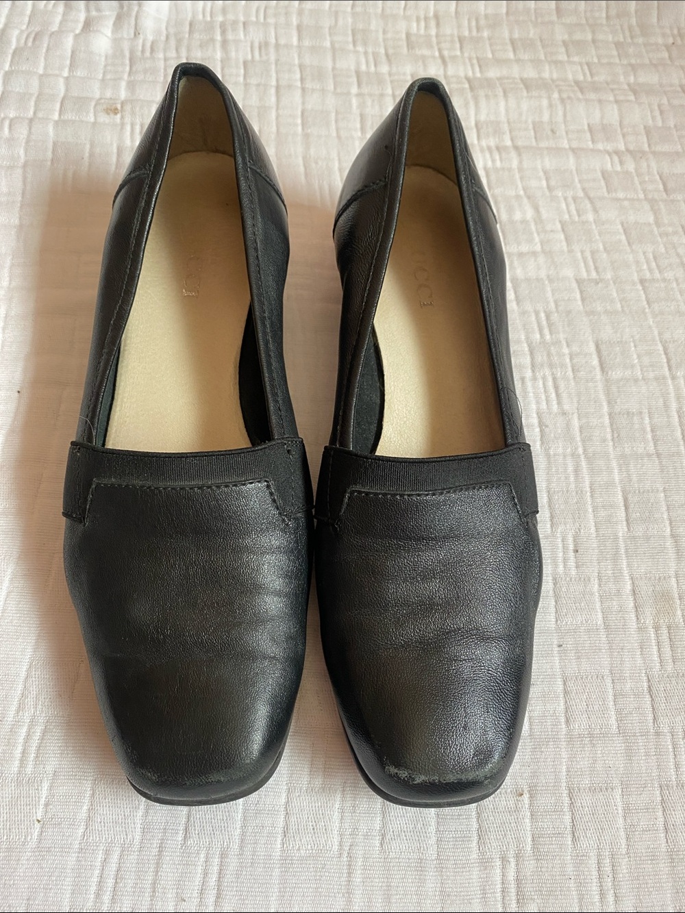 SESTO MEUCCI  Black Leather Square-Toe Loafers